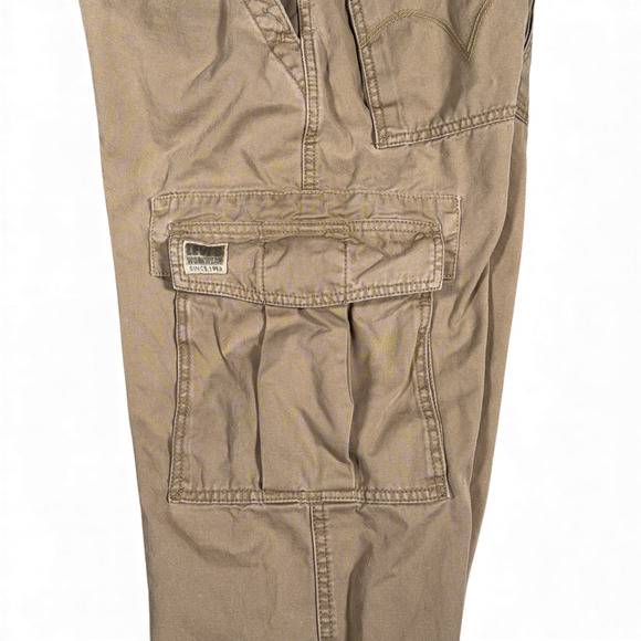Vintage Levis Cargo Pants Mens 32x32 Brown Loose Straight Baggy Workwear Y2K - Picture 8 of 12